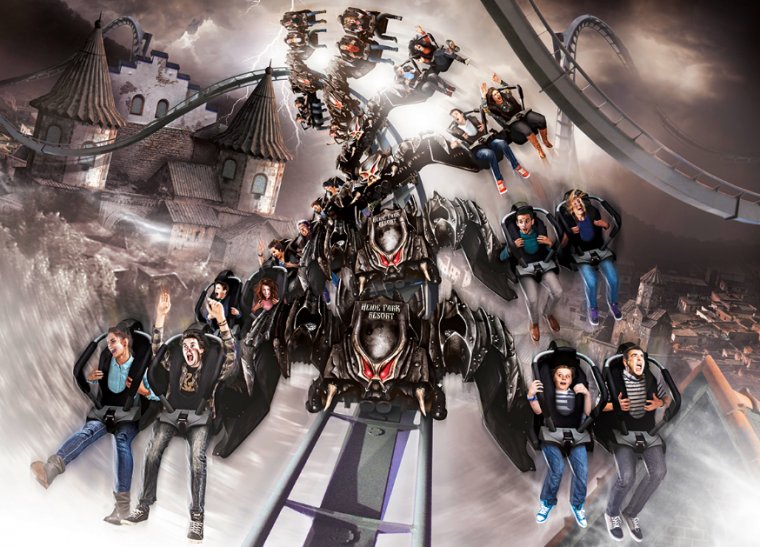 FLUG DER DAMONEN tzn lot demonów i to jest nowy rollerkoster, postawiony w 2014 roku.
